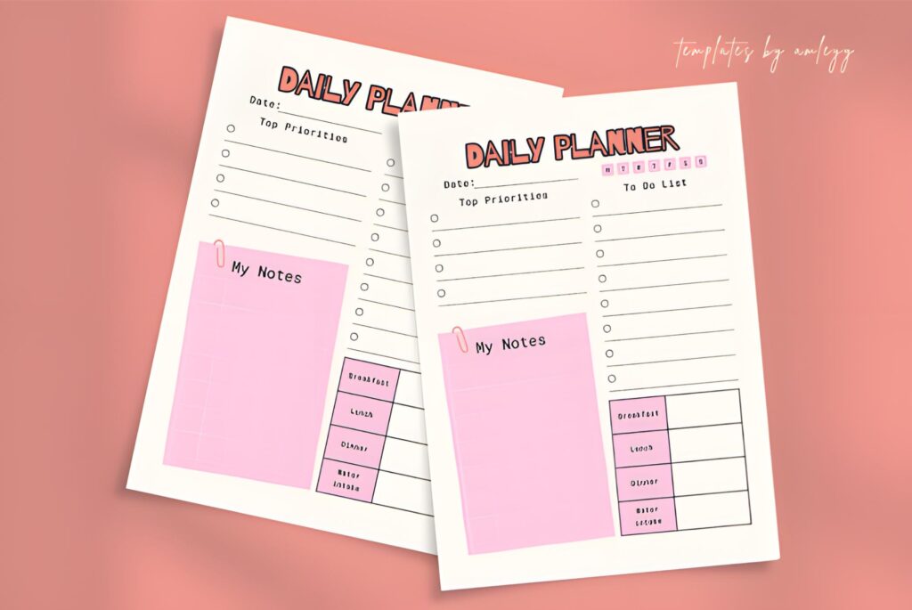 soft modern cute aesthetic daily planner page
