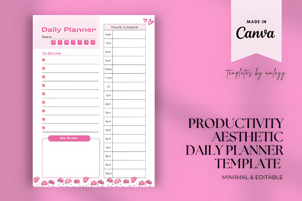 minimal productivity aesthetic daily planner for work and study