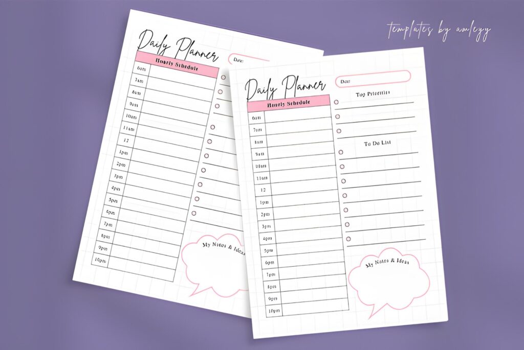 cute minimal pastel daily planner Canva template